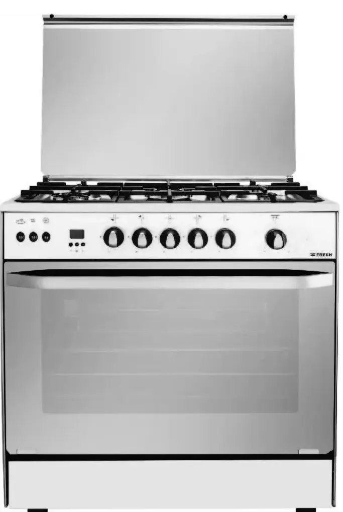 بوتاجاز فريش هامر، 80 × 55 سم، 5 شعلة، أمان كامل، تايمر ديجيتال، فضي