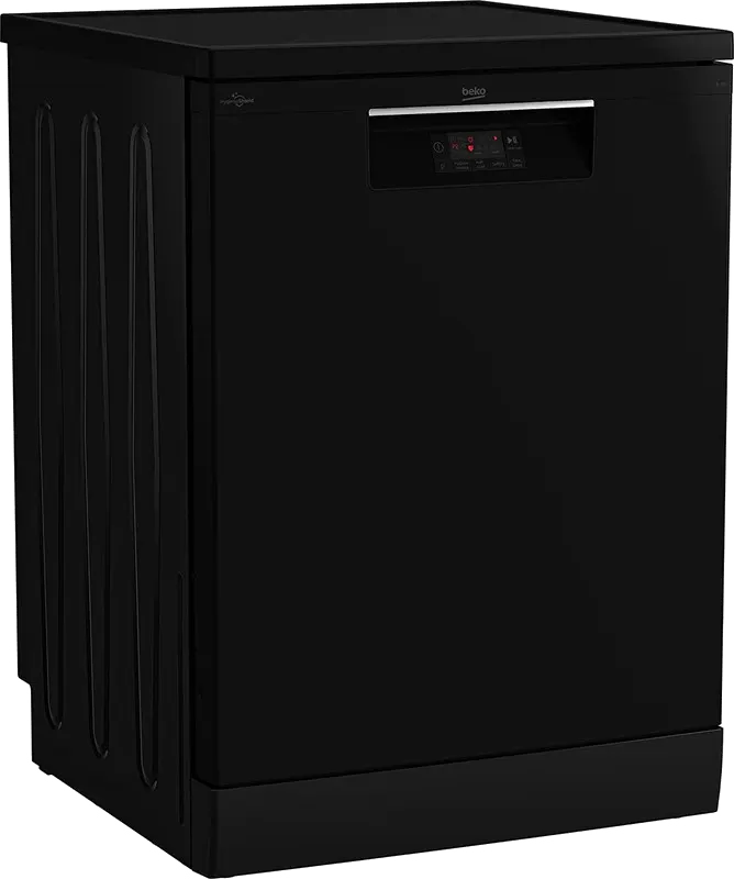 Beko Dishwasher 14 Place Settings , 60 cm, 5 Programs, Digital, Hygiene Intense, Black, BDFN15420B