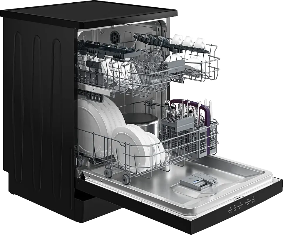 Beko Dishwasher 14 Place Settings , 60 cm, 5 Programs, Digital, Hygiene Intense, Black, BDFN15420B