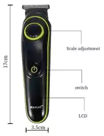 ماكينة حلاقة و تشذيب الشعر والذقن من كيمي ، 5 في 1 ، قابلة لاعادة الشحن، شاشة ليد، أسود،  KM-696