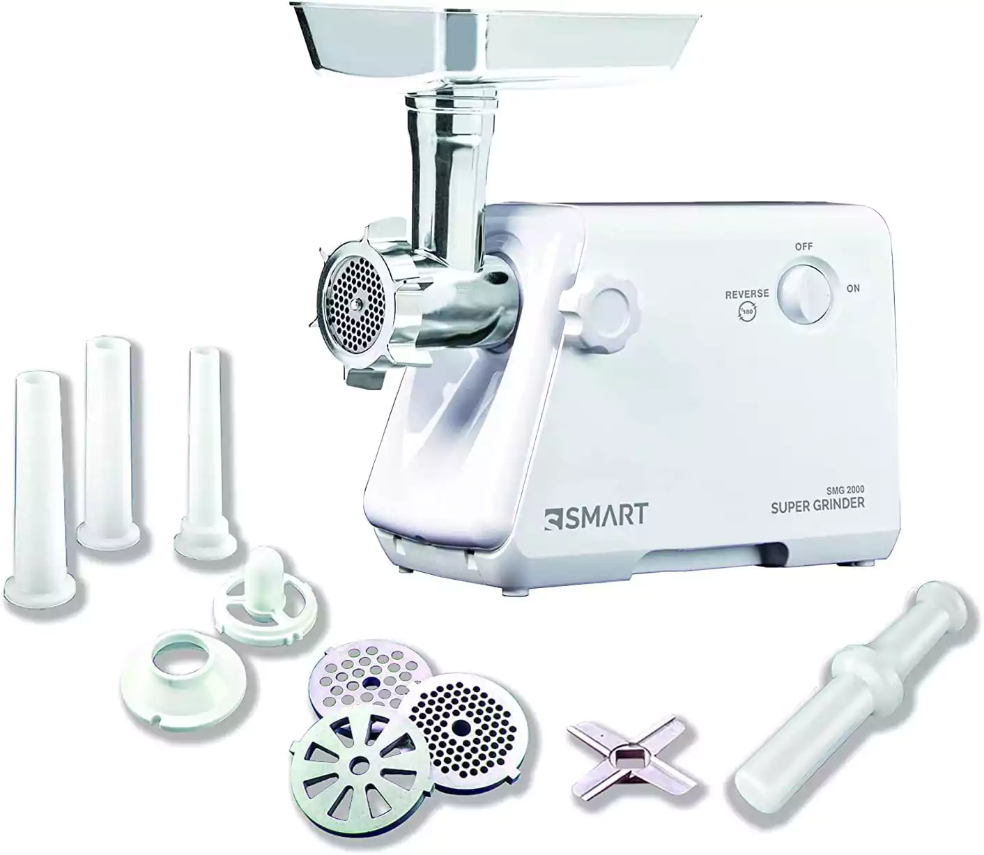 مفرمة لحم سمارت، 2000 وات، أسلحة استانلس، أبيض، SMG2000W