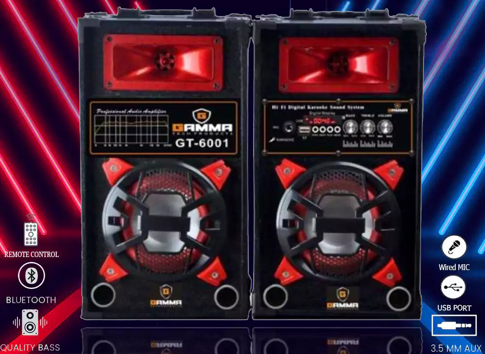 سماعات صب ووفر جاما تك، بلوتوث، منفذ USB\ FM، أسود، GT-6001