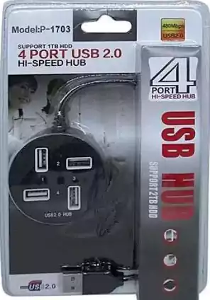 موزع يو اس بي هب، 4 منافذ يو اس بي، أسود، p-1703