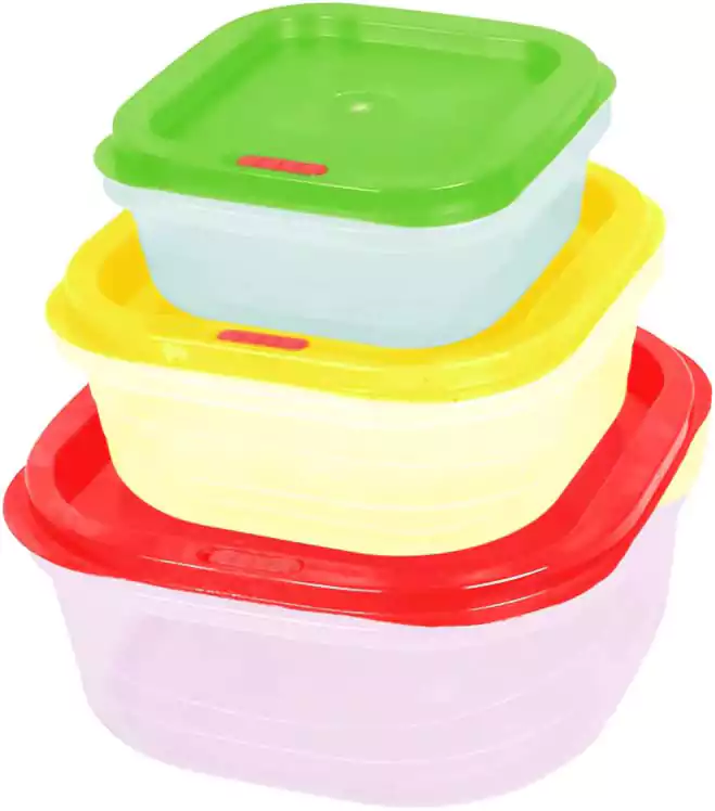 طقم ثلاجة ماتريكس مربعة مكون من 3 قطع بلاستيك من الهلال والنجمة - ألوان متعددة