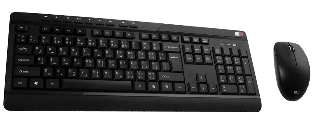 كيبورد + ماوس كومبو تو بي، لاسلكي، 2.4GHz، أسود، KB-443