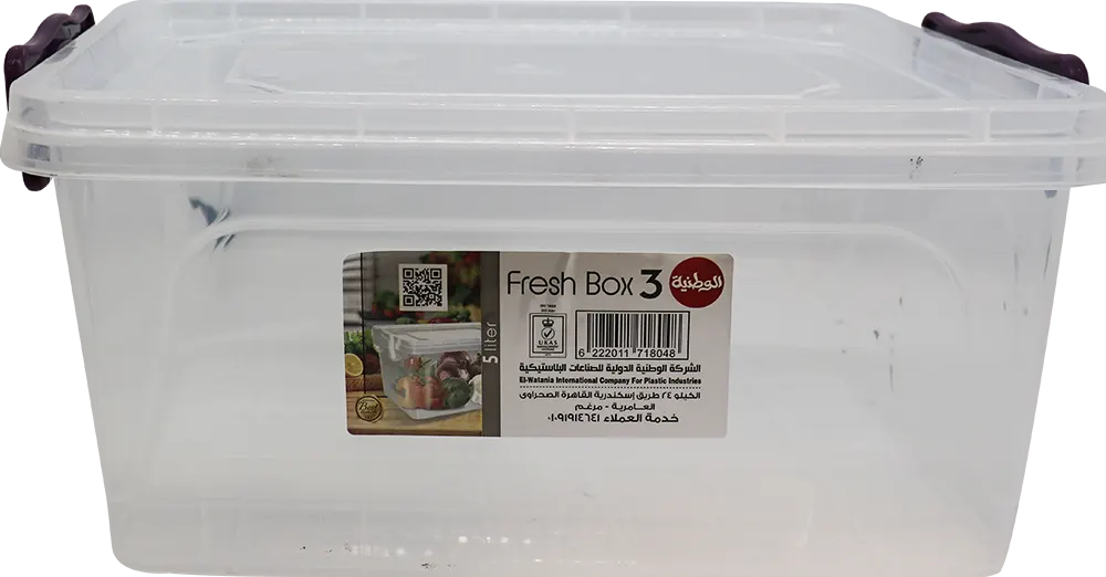 Al-Wataniya Box Food Container, Size 3 - clear