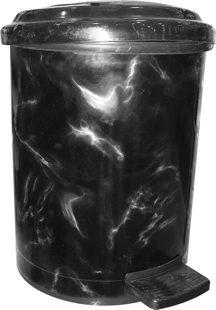 سلة قمامة بلاستيك 18 لترمن الهلال والنجمة بتصميم سادة مدور- أسود