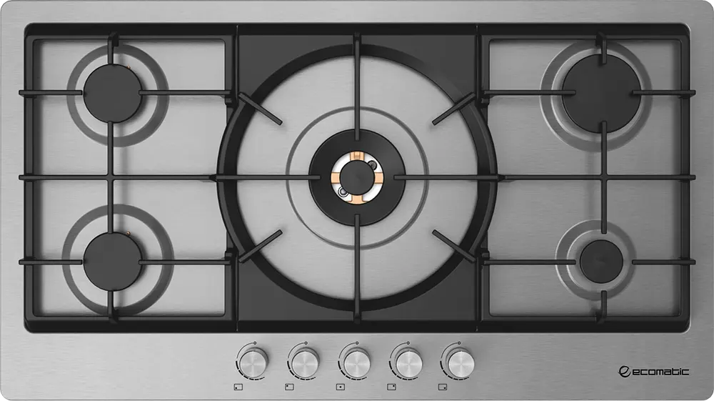 بوتاجاز مسطح بلت ان إيكوماتيك 92 سم، 5 شعلة غاز، سيلفر، S983XLPRO