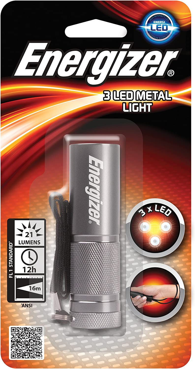 كشاف يد إنرجايزر، 3 لمبة ليد، إضاءة بيضاء، معدن، فضي، MLV33A