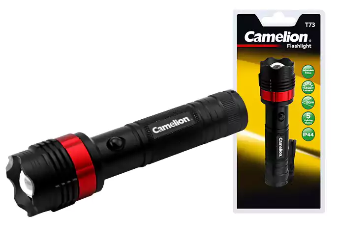 كشاف يدوي كامليون، لمبة ليد، إضاءة بيضاء، أسود، T73