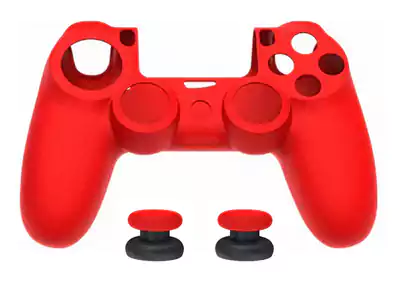 جراب دراع بلايستيشن 4 من دوبي  2 في 1،  سيليكون، أحمر، TP4-0425