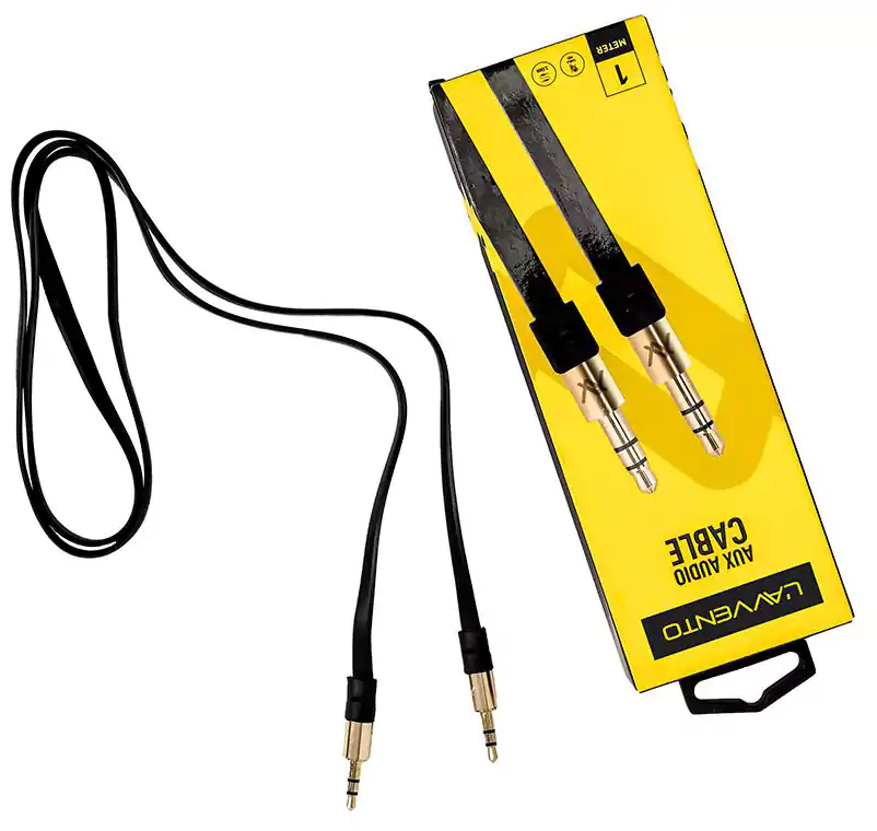 كابل لافينتو من AUX 3.5 الى AUX 3.5 - طوله 1 متر MX327- أسود