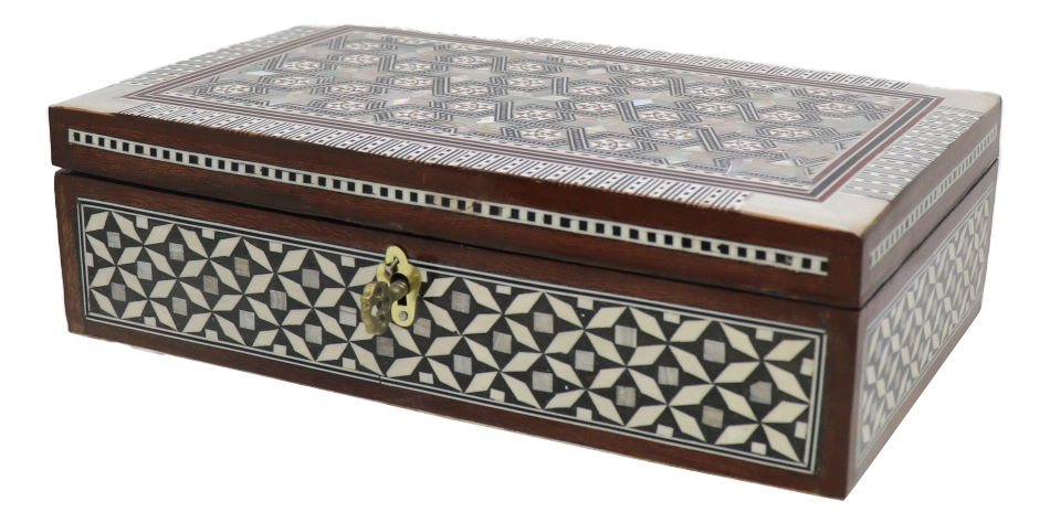 علبة صدف عدل 25 سم - بني مزخرف