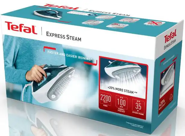 مكواة بخار تيفال اكسبريس ستيم ، 2200 وات ،قاعدة مقاومة للالتصاق ، تركواز، FV2831E2