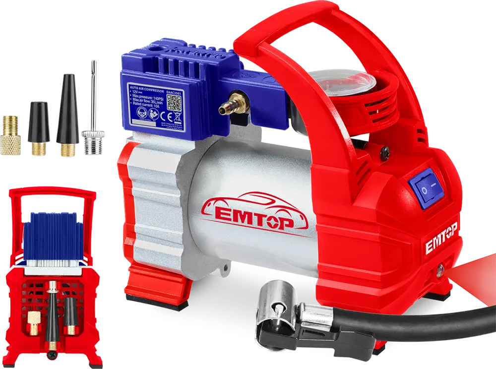 EMTOP Car Compressor 1-Piston , 12V , Red , EAAC3501