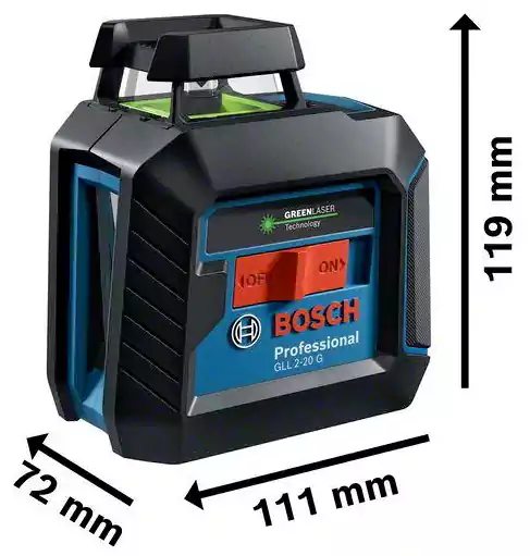 ميزان ليزر خطي بوش، 5 خطوط، 1.5 مم، 15 متر، GLL 2-20 G PROFESSIONAL