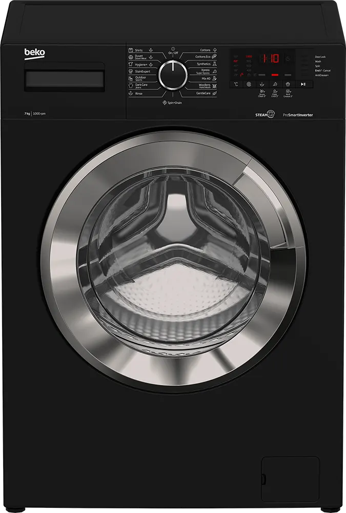 غسالة فول أوتوماتيك بيكو تحميل أمامي ،7 كيلو،أنفرتر، بخار، أسود، WTV 7512 XBCI