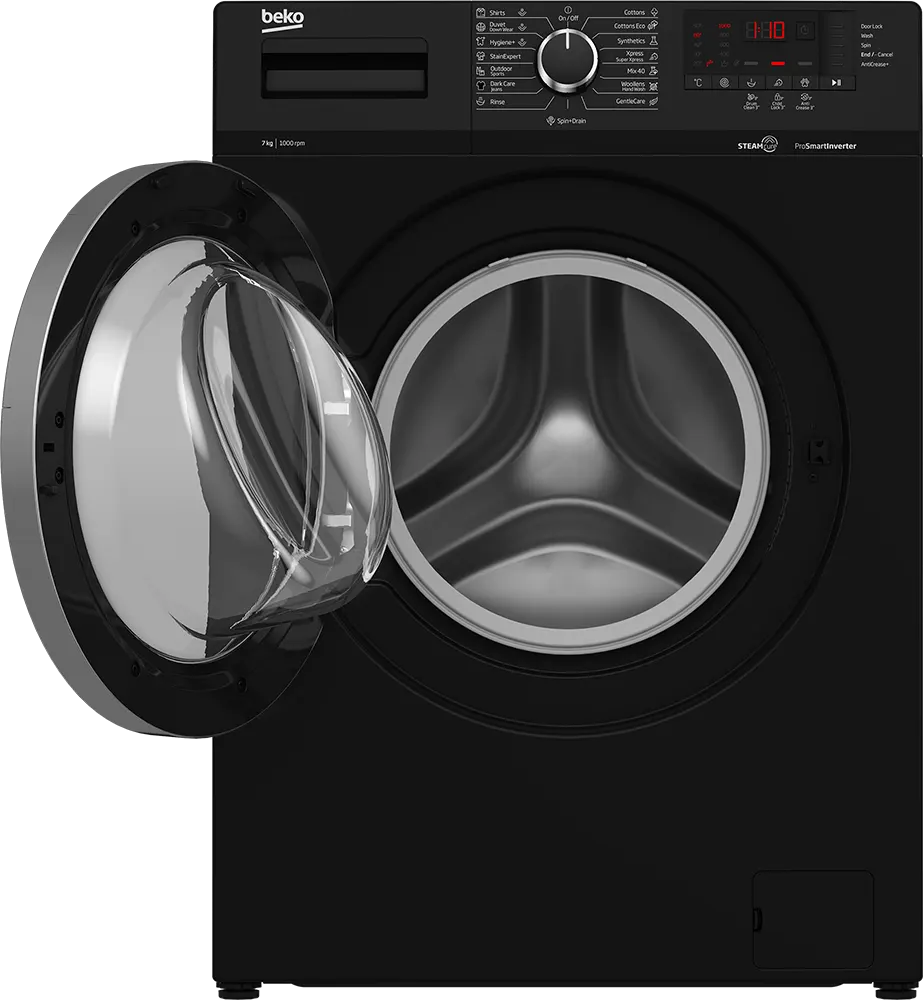 غسالة فول أوتوماتيك بيكو تحميل أمامي ،7 كيلو،أنفرتر، بخار، أسود، WTV 7512 XBCI