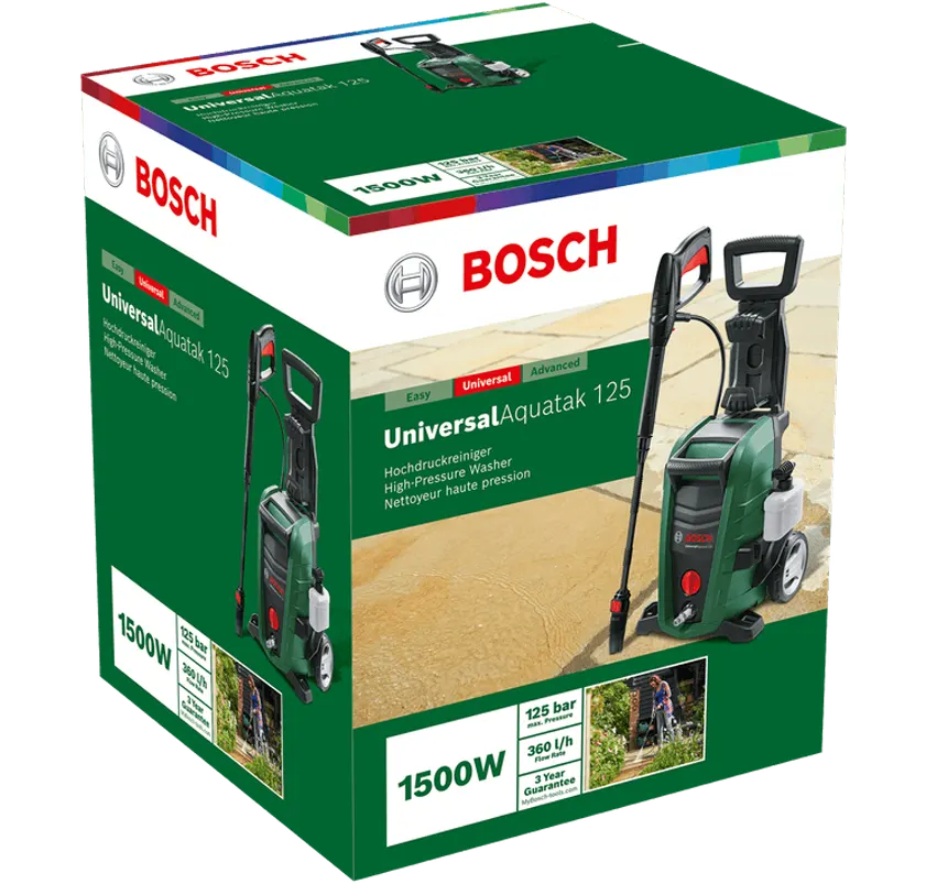 Bosch Universal Aquatak 125 High Pressure Washer, 125 Bar, 1500 Watt, Green