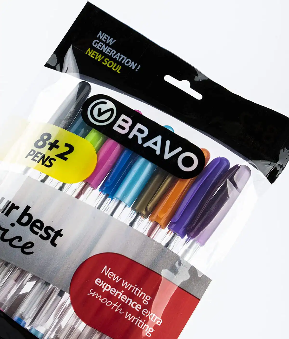 أقلام حبر جافة برافو، 8+2 قلم، ألوان متعددة