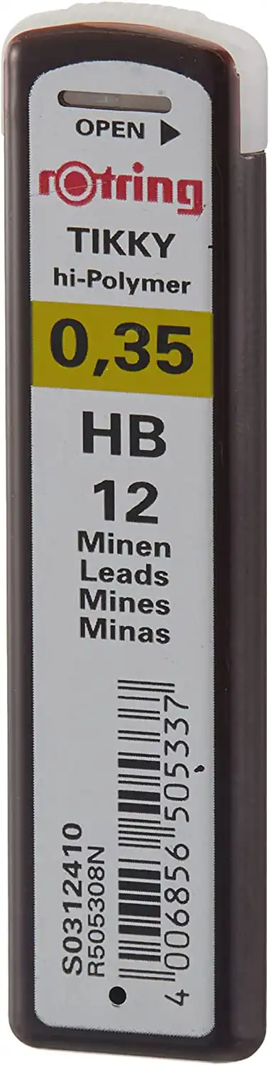 سنون قلم رصاص روترنج HB تيكي بوليمر ، 0.35 ملم، 12سن ، رصاصي