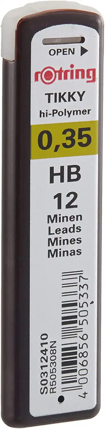 سنون قلم رصاص روترنج HB تيكي بوليمر ، 0.35 ملم، 12سن ، رصاصي