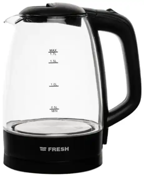 غلاية مياه كهربائية زجاج فريش، 1.7 لتر، 2200 وات، أسود، EGK17000