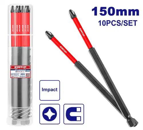 Emtop 15cm Screwdriver Bit Set, 10 Pieces, ESBTMPH263