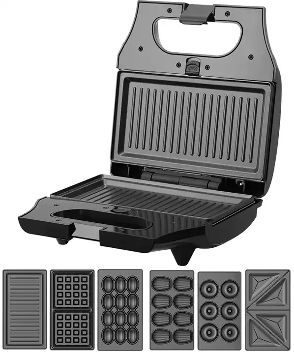 صانع السندوتشات والوافل دي اس بي، 6 شرائح، 800 وات، فضي ،KC1238