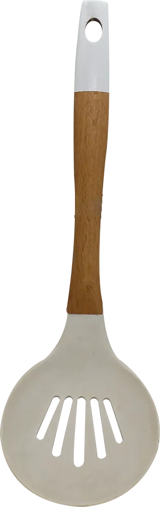 مقصوصه طعام سيلكون بيد خشب -  أبيض