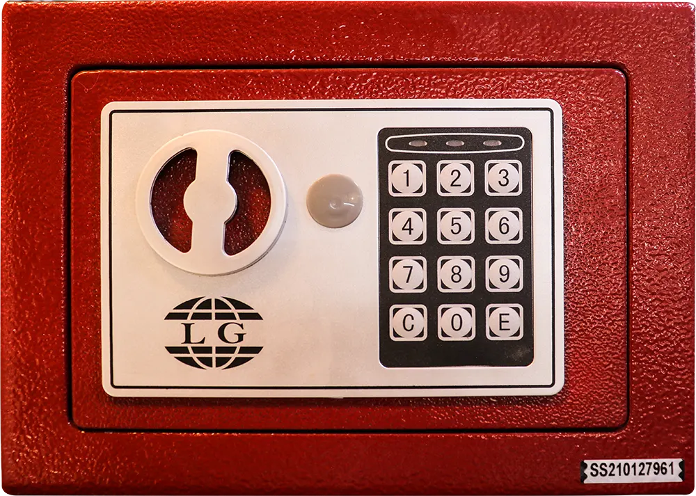 خزنة نقود الكترونية للفنادق إل جي، قفل ديجيتال مع مفتاح للطوارئ، إنذار تحذير، 17 × 23 × 17 سم، ألوان متعددة، 17EF