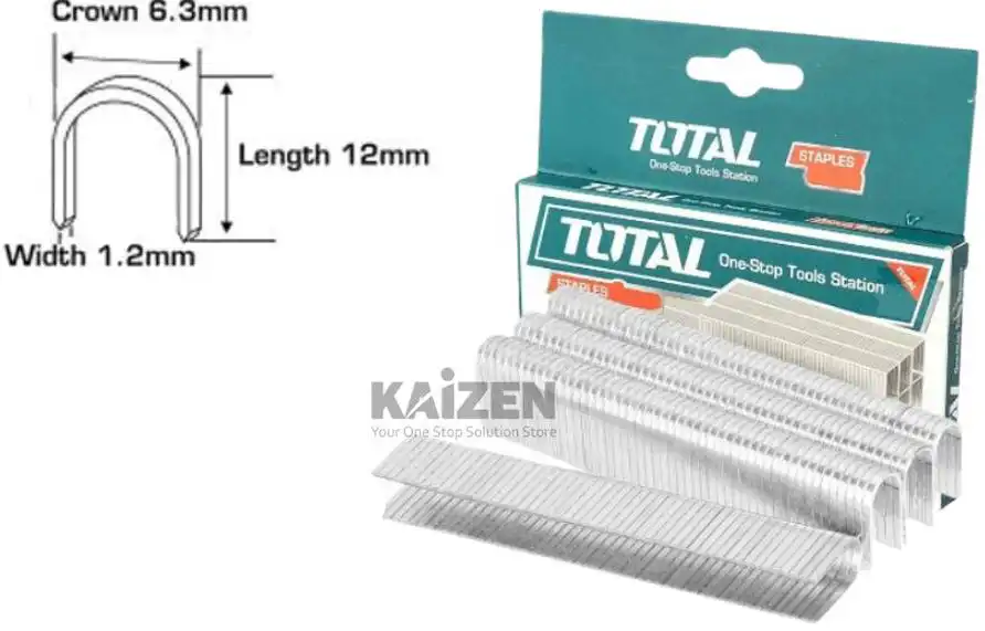 علبه دبابيس لدباسة الخشب من توتال ،12 مم ،1000 قطعة ،THT39124