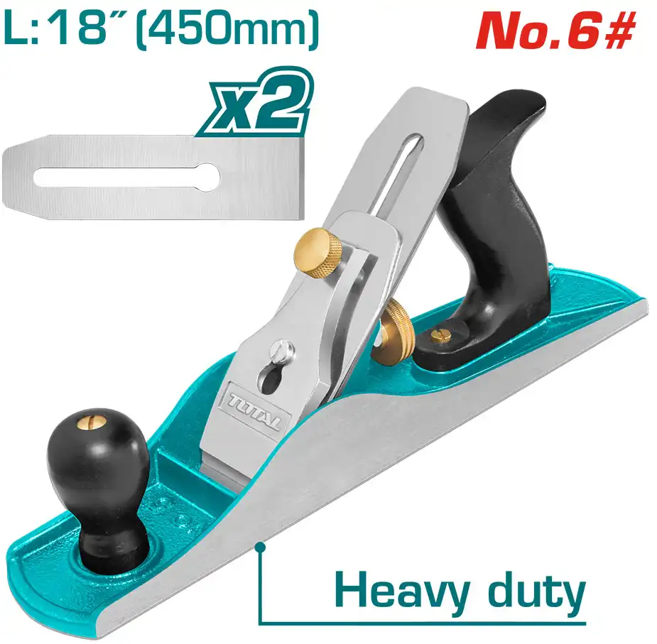 فاره يدوي توتال نمره 6 خدمه شاقه لأسطح الخشب ،18 بوصه ،THTP0206