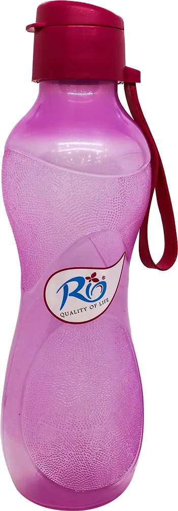Glass Rio plastic water bottle for refrigerator, 1 liter, with snap cap - Pink