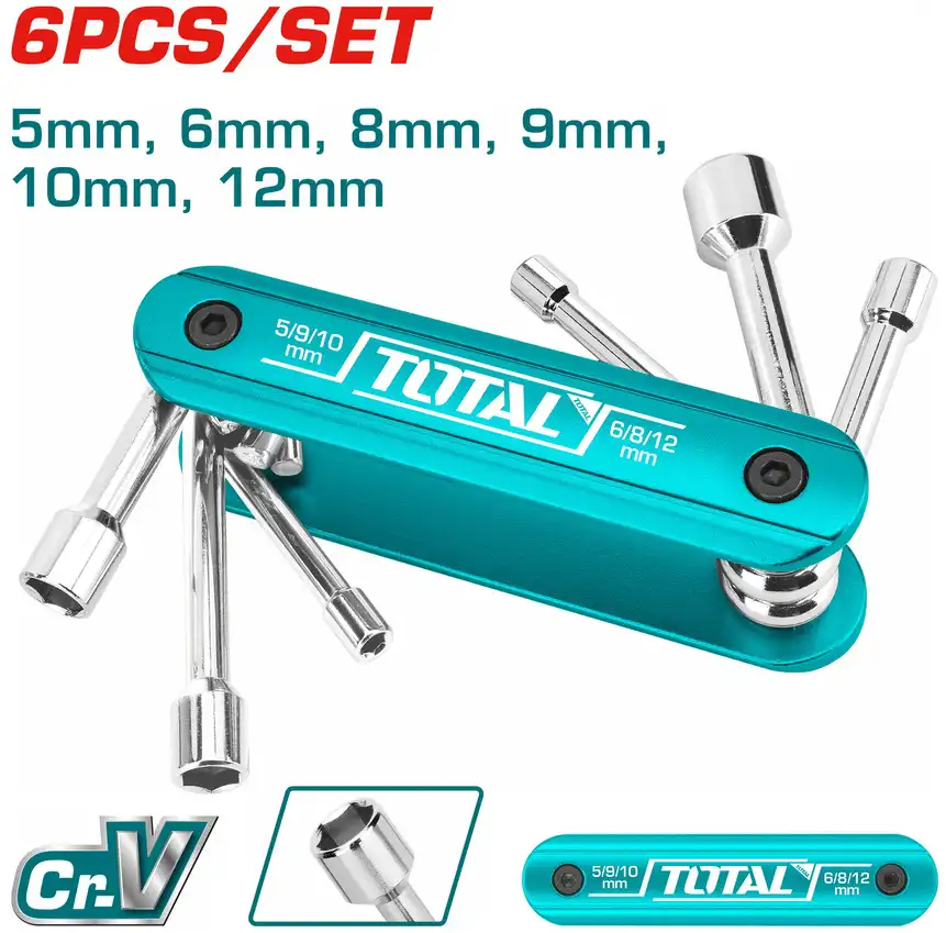 Total Tools 6-Piece Foldable Socket Set, 5-12mm, THFND061
