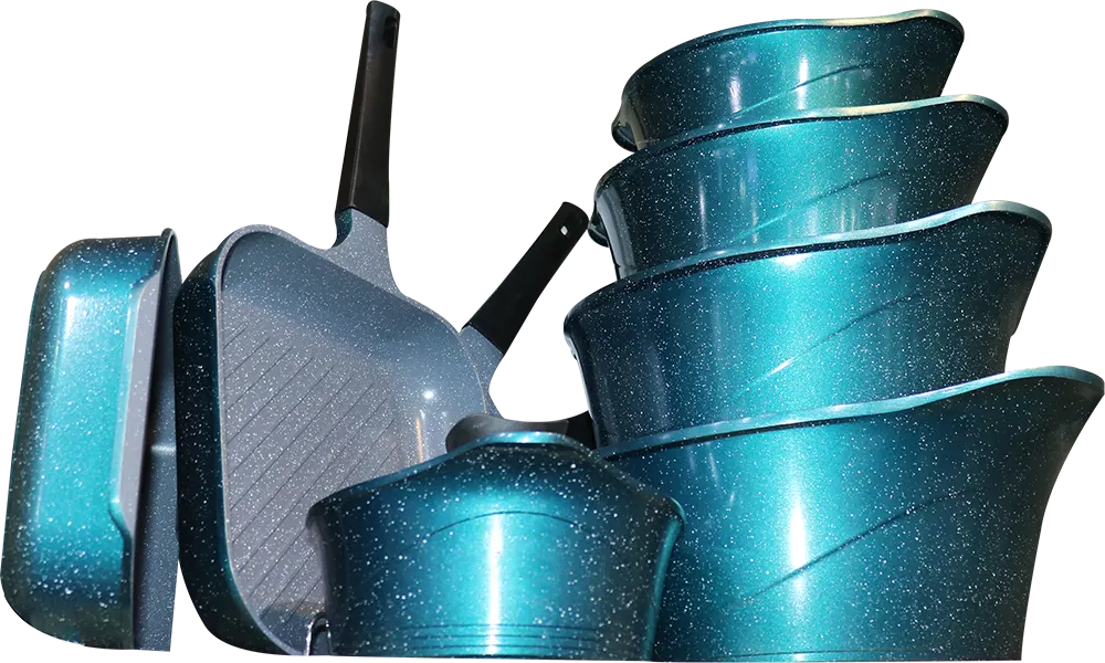 طقم حلل جرانيت لوكس جلوري متعدد الاستخدامات، 16 قطعة، أخضر