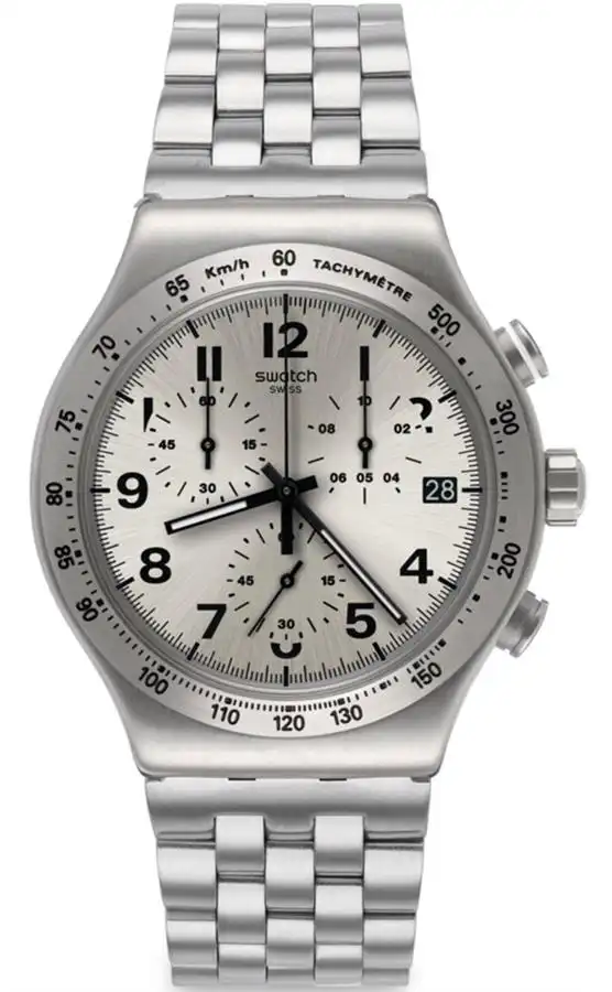 ساعة سواتش رجالي ، عقارب، سوار ستانلس ستيل، سيلفر، YVS425GD