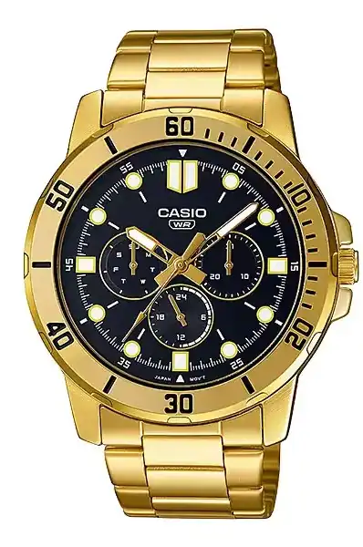Casio Watch for Men, Analog, Stainless Steel Strap, Gold, MTP-VD300G-1EUDF