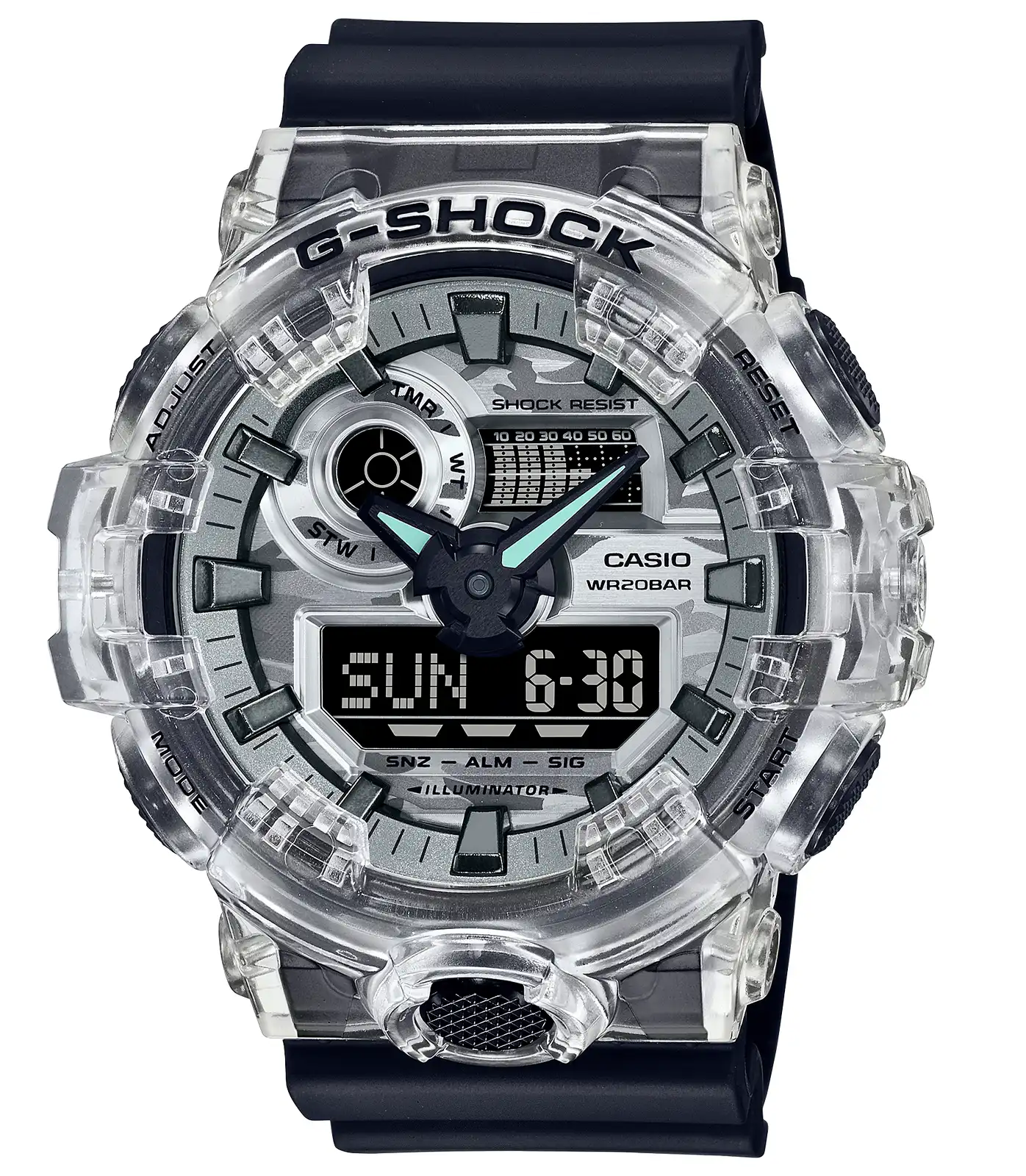 Casio G-Shock Watch for Men, Resin Band, Analog and Digital, Black GA-700SKC-1ADR