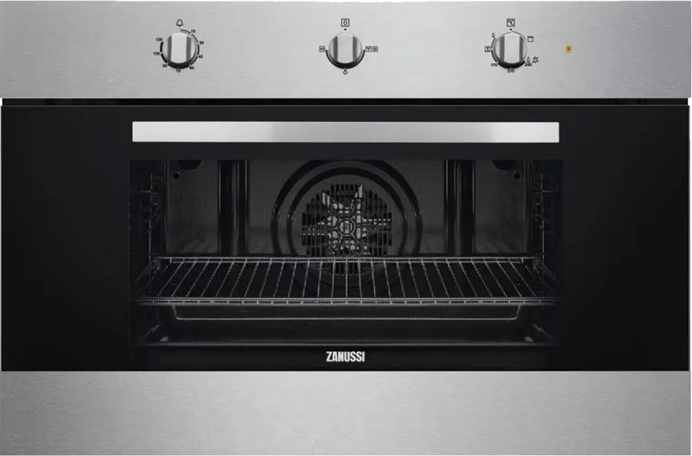 فرن زانوسي بلت ان 90 سم، 75 لتر، غاز- كهرباء، شواية، أسود× فضي ،ZOG9990X