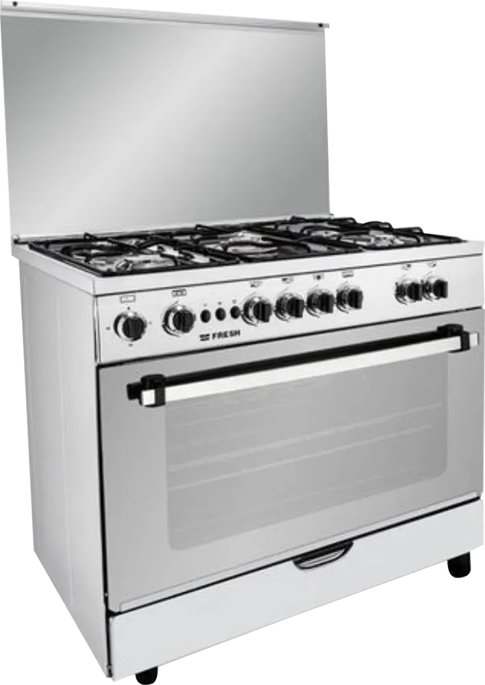 بوتاجاز فريش جامبو لايت 60x90 سم، 5 شعلة ، مروحة، أمان كامل، سلفر