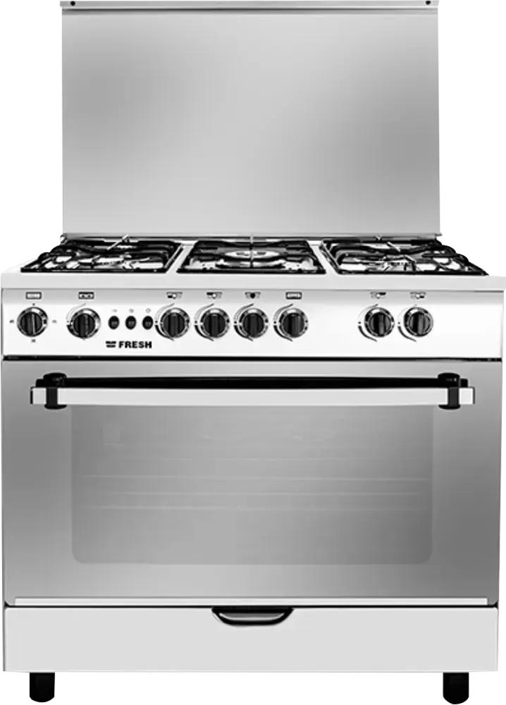 بوتاجاز فريش جامبو لايت 60x90 سم، 5 شعلة ، مروحة، أمان كامل، سلفر