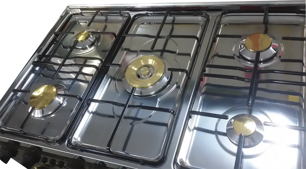 بوتاجاز فريش جامبو لايت، 5 شعلة، 90×60 سم، مروحة، أمان كامل، سلفر