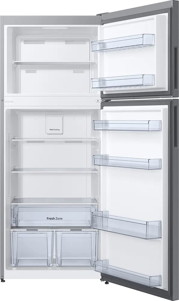 ثلاجة سامسونج نوفروست، 396 لتر، 2 باب، انفرتر، لون فضى، RT40A3010SA-MR