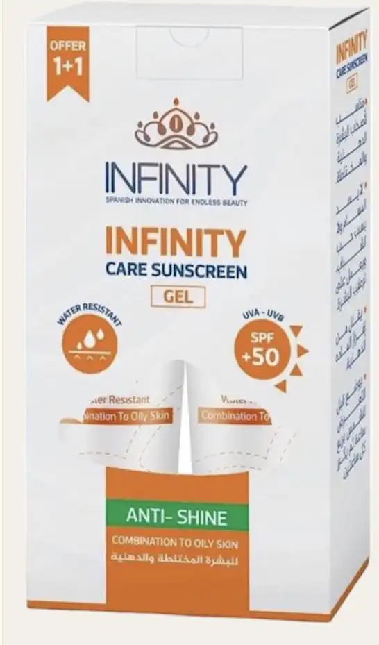 انفينتي صن بلوك جل بعامل حمايه 50+، صن بلوك للبشره الدهنيه والمختلطه ، 60 مل ،(1+1)