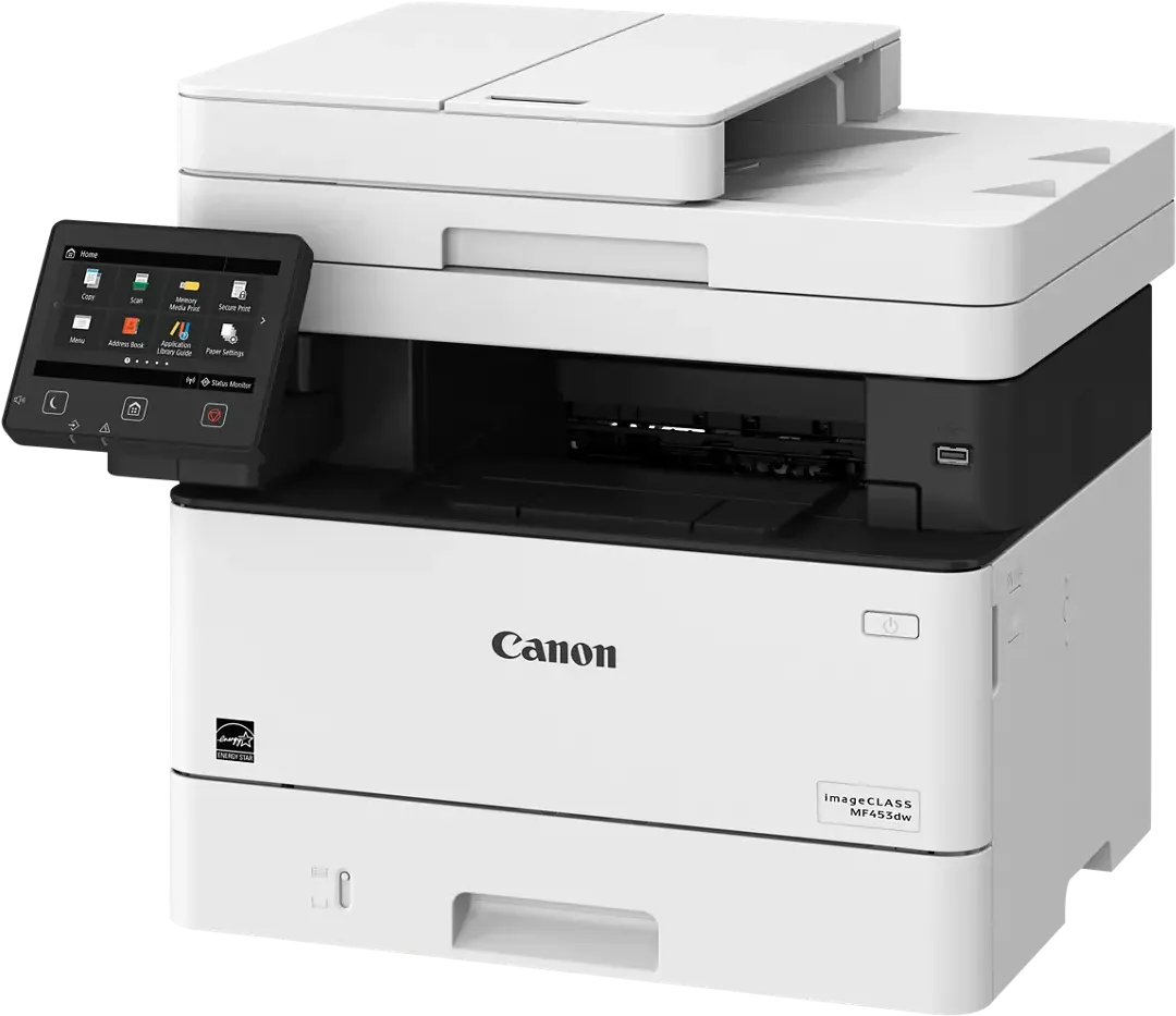 طابعة ليزر كانون الكل في واحد MF453DW، (طباعه - نسخ - مسح ضوئي )، طباعة دوبلكس، Wi-Fi، شاشة LCD، ابيض