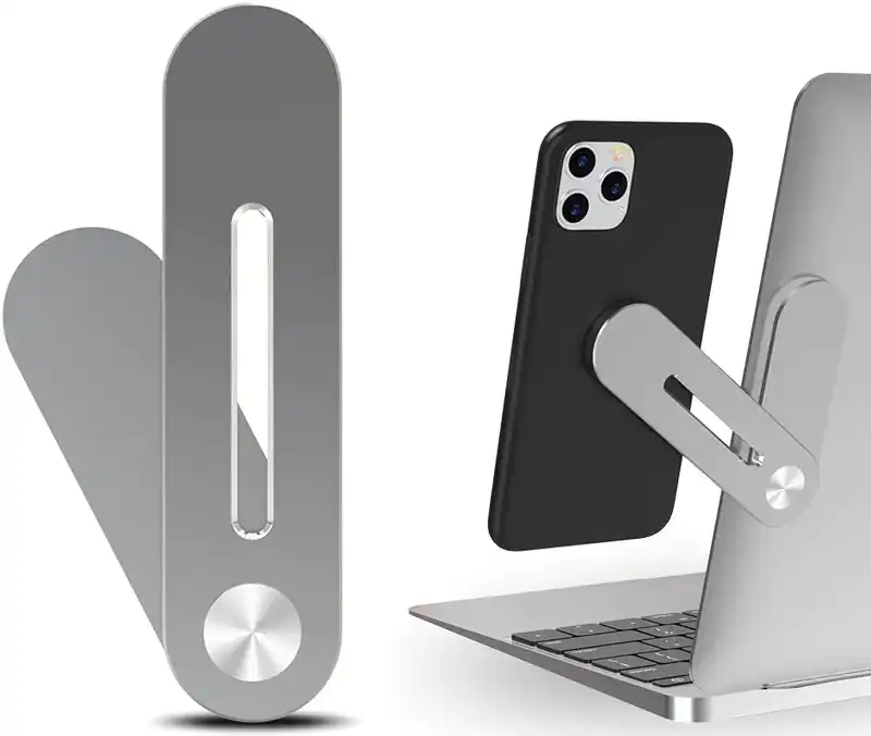 مثبت وحامل الهواتف الذكية مغناطيس باللاب توب، مانع اهتزاز وحامل موبايل متين وعالي الجودة، فضي SJ05-12