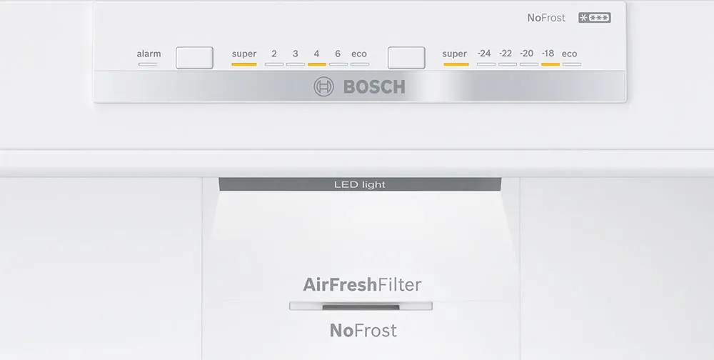 Bosch Combi Refrigerator, No Frost, 456 Liters, 2 Doors, Stainless Ionix, Silver, KGN55VI2E9