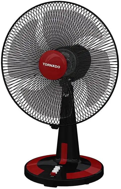 مروحة مكتب تورنيدو، 16 بوصة، 3 سرعات، أسود x أحمر،TDF 16