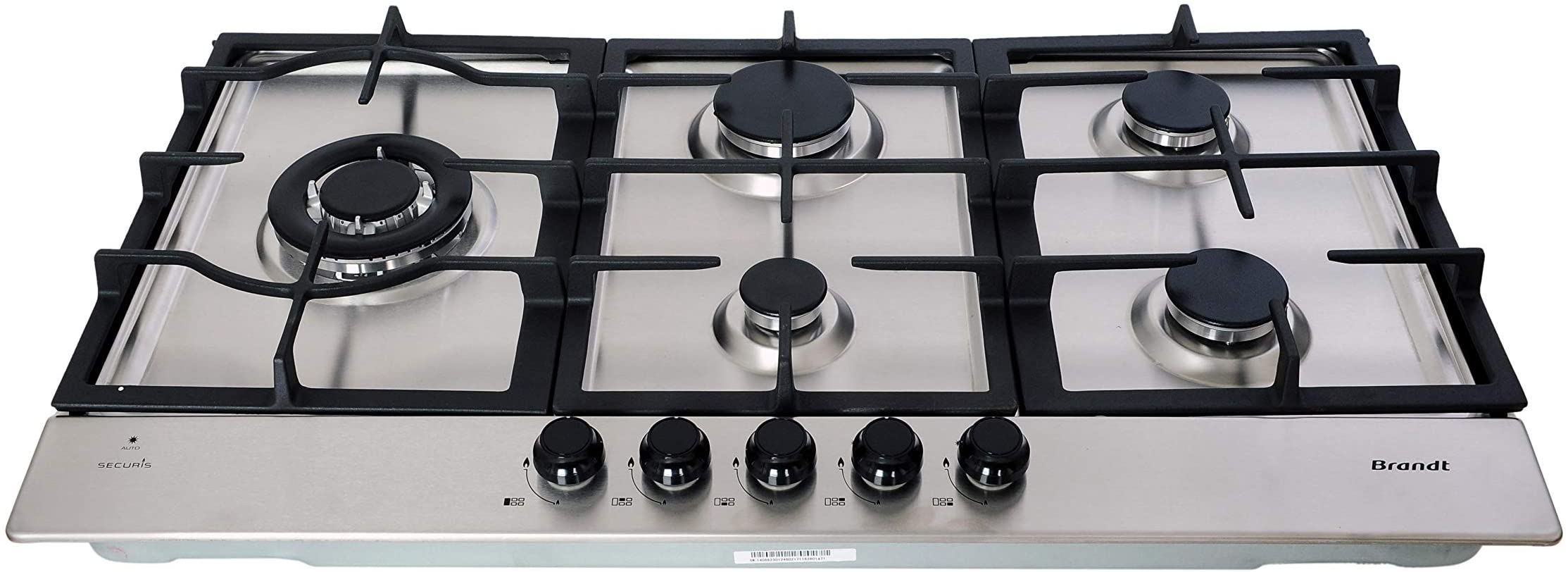 بوتاجاز مسطح بلت ان براندت، 90 سم، 5 شعلة غاز،فضي، TE1590X